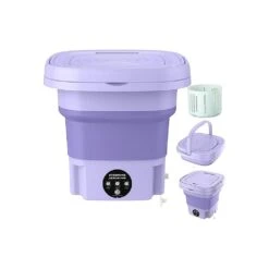 Wakatipu Foldable Washing Machine, 8L High Capacity Mini Washer, With 3 Modes Deep Cleaning,Half Automatic Small Washer For Baby Clothes Underwear Or Small Items,RV Travel Laundry (ABS Purple)