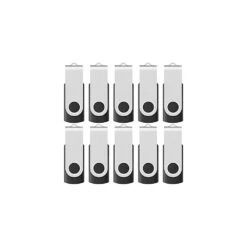 10-Pack Enfain 16GB USB 2.0 Flash Memory Stick Swivel Thumb Drives For Universal Data Storage At Home & The Office (Black)