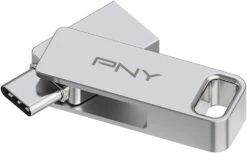 PNY 64GB Duo Link USB 3.2 Type-C Dual Flash Drive For Android Devices And Computers - External Mobile Storage For Photos, Videos, And More - 200MB/s,Silver