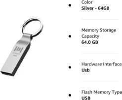 MOSDART 64GB Waterproof Metal USB 2.0 Flash Drive - Keychain Thumb Drive Memory Stick Jump Drive Data Storage For Computers - ExFAT, Shockproof And Dustproof (Silver) -Appliantrix Cheap Store 51 xZZgQvL. AC SL1500