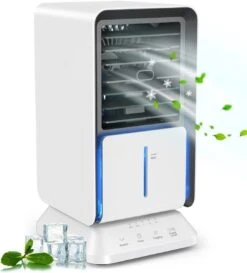 Bugbyebye Portable Air Conditioner, Mini Air Conditioner Oscillating Electric Air Cooler Personal Desk Fan With LED Light, 3 Speeds Small Air Conditioner Fan With 2/4/6H Timer For Room Home Office