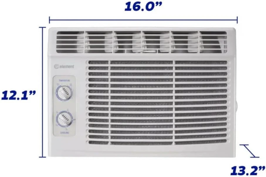 GENERIC Element 5,000 BTU Window Air Conditioner 2 Way Cooling & Fan Speeds, 2-Air Deflection, With Manual Controls, 115V, White 2 GENERIC Element 5,000 BTU Window Air Conditioner 2 Way Cooling & Fan Speeds, 2-Air Deflection, With Manual Controls, 115V, White - Image 2