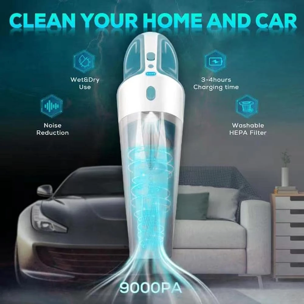 PEGOVO Car Vacuum Cleaner High Power 9000PA, Handheld Car Vacuum Cordless Rechargeable,Mini Portable Hand Held Vacuum Cordless Vacuum Cleaner For Pet Hair Home Cleaning-LED Light 3 PEGOVO Car Vacuum Cleaner High Power 9000PA, Handheld Car Vacuum Cordless Rechargeable,Mini Portable Hand Held Vacuum Cordless Vacuum Cleaner For Pet Hair Home Cleaning-LED Light - Image 3