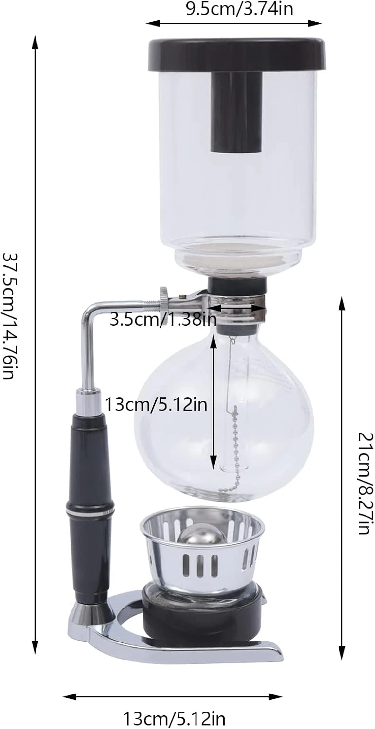 FLYHERO Siphon Syphon Coffee Maker Tabletop Glass Siphon Pot Syphon Coffee Maker Siphon Vacuum Coffee Maker Black (5 Cups(500ml)) 9 FLYHERO Siphon Syphon Coffee Maker Tabletop Glass Siphon Pot Syphon Coffee Maker Siphon Vacuum Coffee Maker Black (5 Cups(500ml)) - Image 9