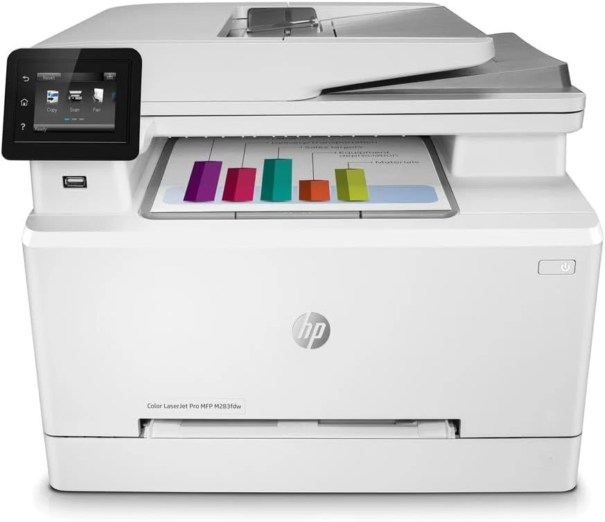 HP Color LaserJet Pro M283fdw Wireless All-in-One Laser Printer, Remote Mobile Print, Scan & Copy, Duplex Printing, Works With Alexa (7KW75A), White 1 HP Color LaserJet Pro M283fdw Wireless All-in-One Laser Printer, Remote Mobile Print, Scan & Copy, Duplex Printing, Works With Alexa (7KW75A), White