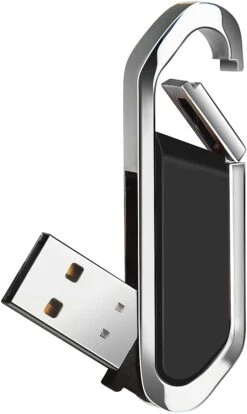 64GB USB Flash Drive Portable Metal Thumb Drive With Keychain USB 2.0 Memory Stick Pen Drive For External Data Storage, Black