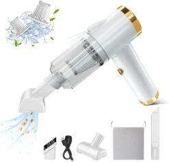 Ekbas Car Vacuum Cleaner,Handheld 9000PA Suction With LED Light Portable Vacuum Cleaner Cordless Rechargeable For Car, Home&Office(White