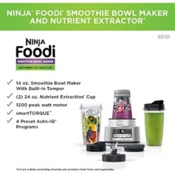 Ninja SS101 Foodi Smoothie Maker & Nutrient Extractor* 1200 WP, 6 Functions Smoothies, Extractions*, Spreads, SmartTORQUE, 14-oz. Smoothie Maker, (2) To-Go Cups & Lids, Silver 17 Ninja SS101 Foodi Smoothie Maker & Nutrient Extractor* 1200 WP, 6 Functions Smoothies, Extractions*, Spreads, SmartTORQUE, 14-oz. Smoothie Maker, (2) To-Go Cups & Lids, Silver -Appliantrix Cheap Store 51V7It1vvoS. AC US1000