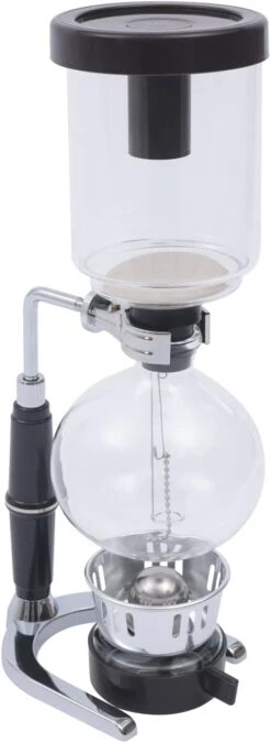 FLYHERO Siphon Syphon Coffee Maker Tabletop Glass Siphon Pot Syphon Coffee Maker Siphon Vacuum Coffee Maker Black (5 Cups(500ml))