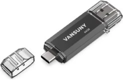 Vansuny 64GB Flash Drive 2 In 1 OTG USB 3.0 + USB C Memory Stick With Keychain Dual Type C USB Thumb Drive Photo Stick Jump Drive For Android Smartphones, Computers, MacBook, Tablets, PC
