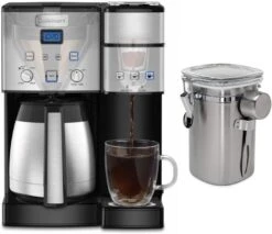 Cuisinart SS-20 Coffee Center 10-Cup Thermal Single-Serve Brewer Coffeemaker (Silver) Bundle With Chefwave Coffee Canister (2 Items)