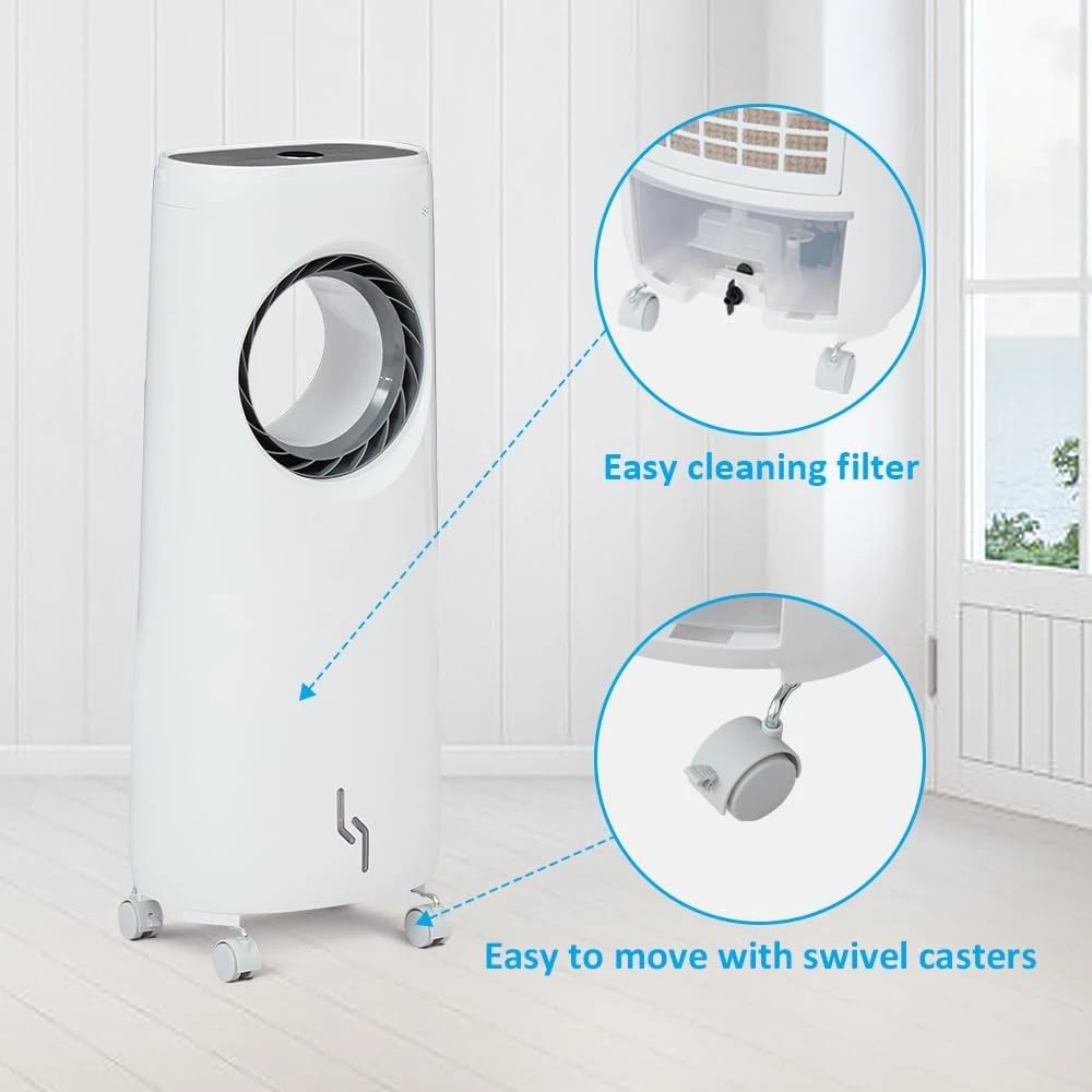 HLXZN Evaporative Air Cooler W/3 Speeds, 8,000 BTU Portable Air Cooler W/Remote Control, 12H Timer Evaporative Cooler W/Remote Control White 8 HLXZN Evaporative Air Cooler W/3 Speeds, 8,000 BTU Portable Air Cooler W/Remote Control, 12H Timer Evaporative Cooler W/Remote Control White - Image 8