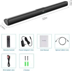 Saiyin Sound Bars For TV, Wired And Wireless Bluetooth 5.0 TV Stereo Speakers Soundbar 32’’ Home Theater Surround Sound System Optical/Coaxial/RCA Connection, Wall Mountable -Appliantrix Cheap Store 51eSA QGzKL. AC SL1125