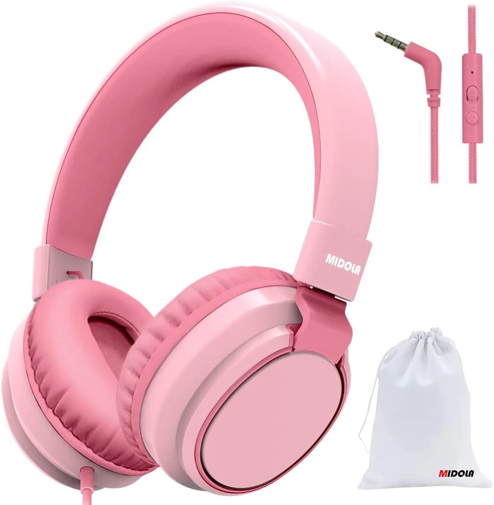 MIDOLA Kids Headphones Wired Volume Limited 85/110dB Over Ear Foldable With Shareport Headset Inline Cable AUX 3.5mm Mic For IPad Notebook Boy Girl Travel School Tablet Pink 1 MIDOLA Kids Headphones Wired Volume Limited 85/110dB Over Ear Foldable With Shareport Headset Inline Cable AUX 3.5mm Mic For IPad Notebook Boy Girl Travel School Tablet Pink