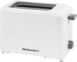 Elite Gourmet ECT-1027 Cool Touch Toaster, 7 Toast Settings Cancel Functions, Slide Out Crumb Tray, Extra Wide 1.5" Slots For Bagels Waffles Specialty Breads, Puff Pastry, Snacks, White