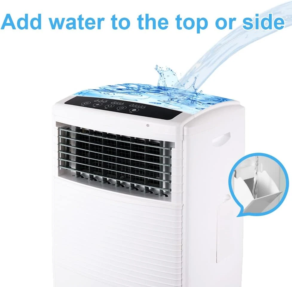 25" Portable Evaporative Air Cooler, 2-IN-1 Air Conditioner Fan For Room With Natural Cooling Fan & Humidifier, 3-Speed Wind, Remote Control, 7H Timer, 70° Oscillation, 15L Water Tank For Home Kitchen 9 25" Portable Evaporative Air Cooler, 2-IN-1 Air Conditioner Fan For Room With Natural Cooling Fan & Humidifier, 3-Speed Wind, Remote Control, 7H Timer, 70° Oscillation, 15L Water Tank For Home Kitchen - Image 9
