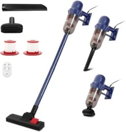 EFSHREE Vacuum Cleaner, Corded Stick Handheld Vacuums 17KPA Powerful Suction 600W Motor, Lightweight Vacuum Cleaners For Pet Hair Floor & Carpet (Navy)