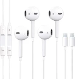 2 Pack-Apple Earbuds/Wired Earphones/iPhone Headphones/Lightning [Apple MFi Certified] Built-in Microphone & Volume Control Compatible With IPhone 7/8/X/11/12/13/14/Pro/Pro Max, Support All IOS System