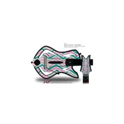 Zig Zag Teal Pink And Gray Decal Style Skin - Fits Warriors Of Rock Guitar Hero Guitar (GUITAR NOT INCLUDED)