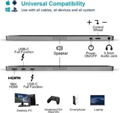 KYY Portable Monitor 15.6inch 1080P FHD USB-C Laptop Monitor HDMI Computer Display HDR IPS Gaming Monitor W/Premium Smart Cover & Screen Protector, Speakers, For Laptop PC MAC Phone PS4 Xbox Switch -Appliantrix Cheap Store 611BvLh8AjL. AC SL1500
