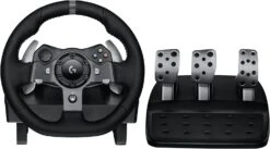 Logitech G920 Driving Force Racing Wheel And Floor Pedals, Real Force Feedback, Stainless Steel Paddle Shifters, Leather Steering Wheel Cover For Xbox Series X|S, Xbox One, PC, Mac - Black
