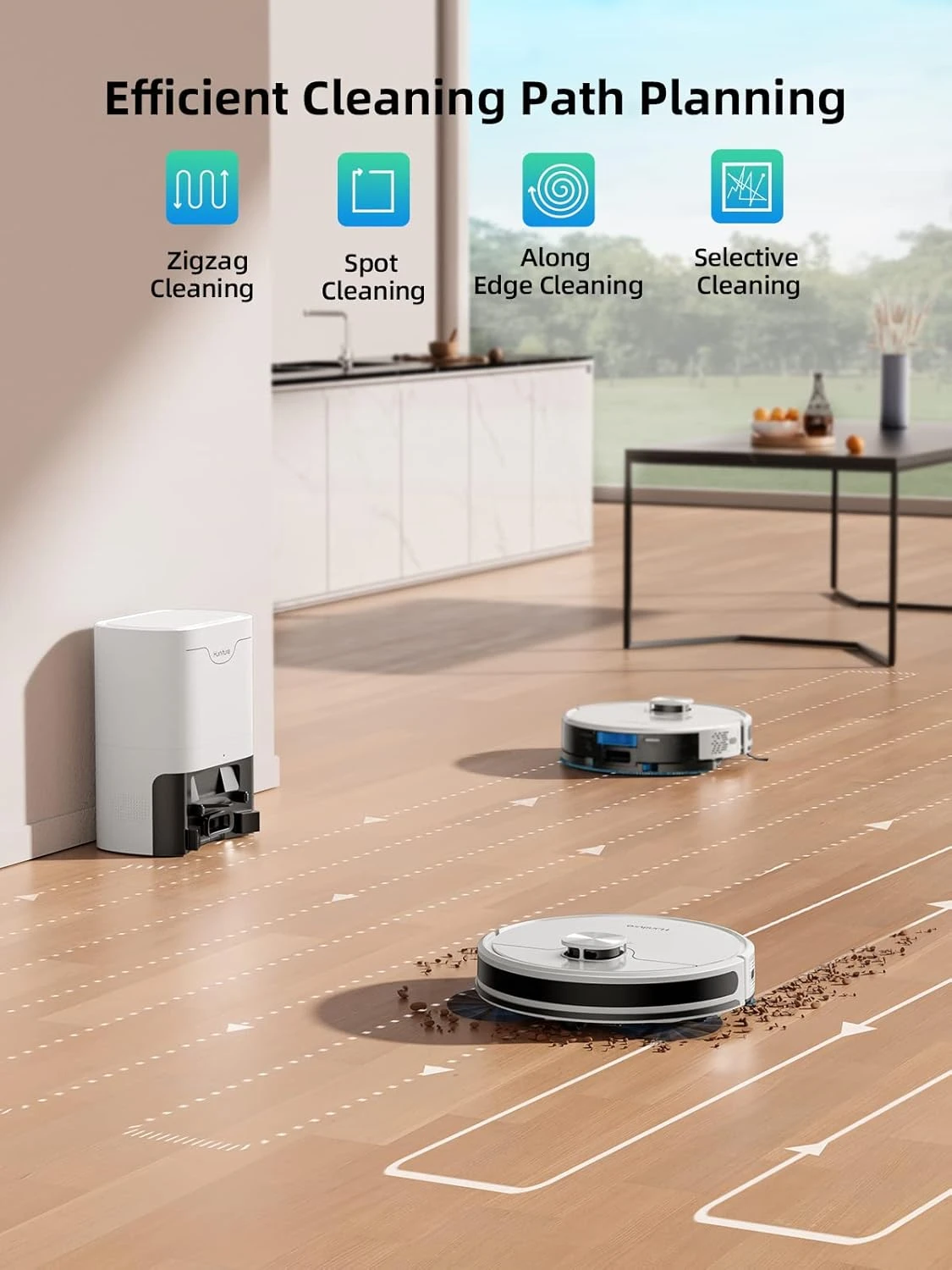 HONITURE Robot Vacuum And Mop Combo, Self Emptying Robotic Vacuum With Lidar Navigation, Smart App Mapping, 3500Pa Suction, Ideal For Pet Hair Carpet Hard Floor,Q6 SE 6 HONITURE Robot Vacuum And Mop Combo, Self Emptying Robotic Vacuum With Lidar Navigation, Smart App Mapping, 3500Pa Suction, Ideal For Pet Hair Carpet Hard Floor,Q6 SE - Image 6