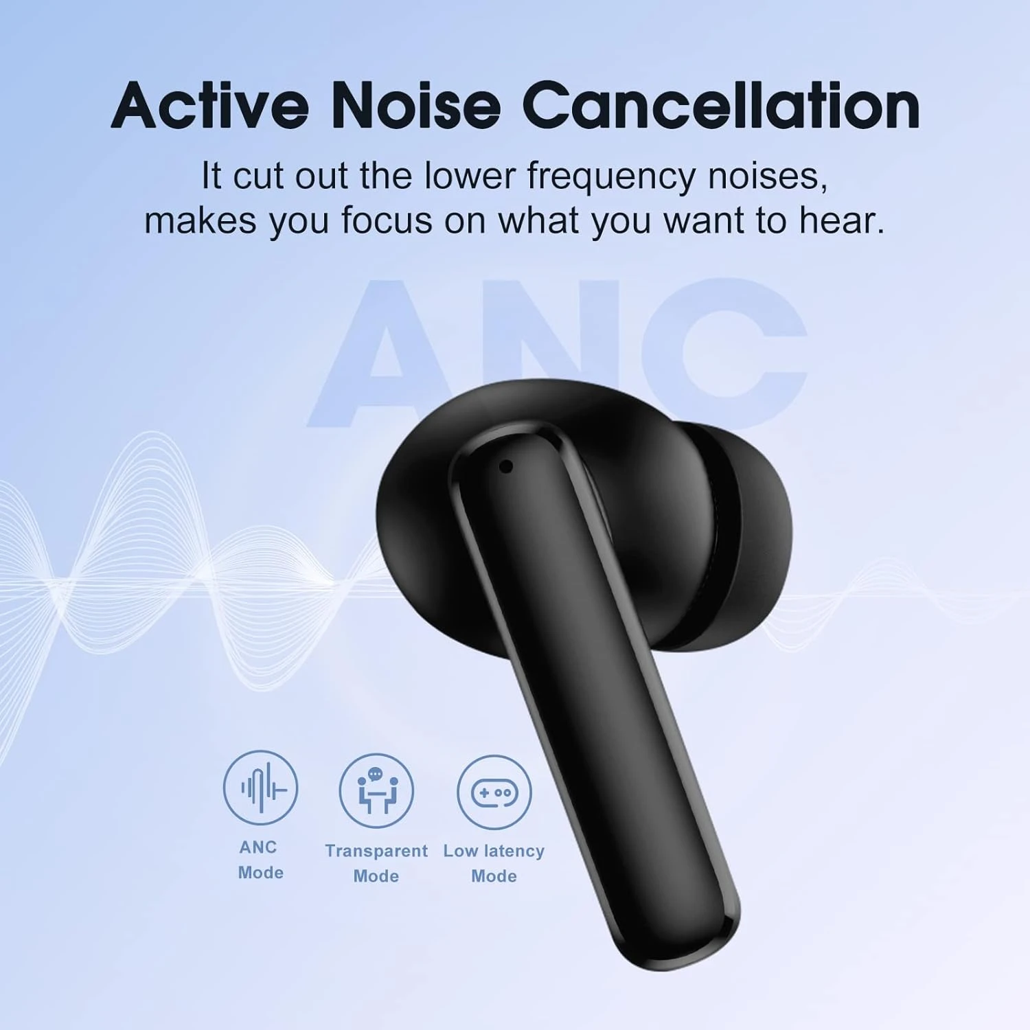 QCY T13 ANC Active Noise Cancelling Wireless Earbuds, Bluetooth 5.3 Headphones With 30H Playtime Charging Case, IPX5 Waterproof Ear Buds For IPhone And Android, Black 2 QCY T13 ANC Active Noise Cancelling Wireless Earbuds, Bluetooth 5.3 Headphones With 30H Playtime Charging Case, IPX5 Waterproof Ear Buds For IPhone And Android, Black - Image 2