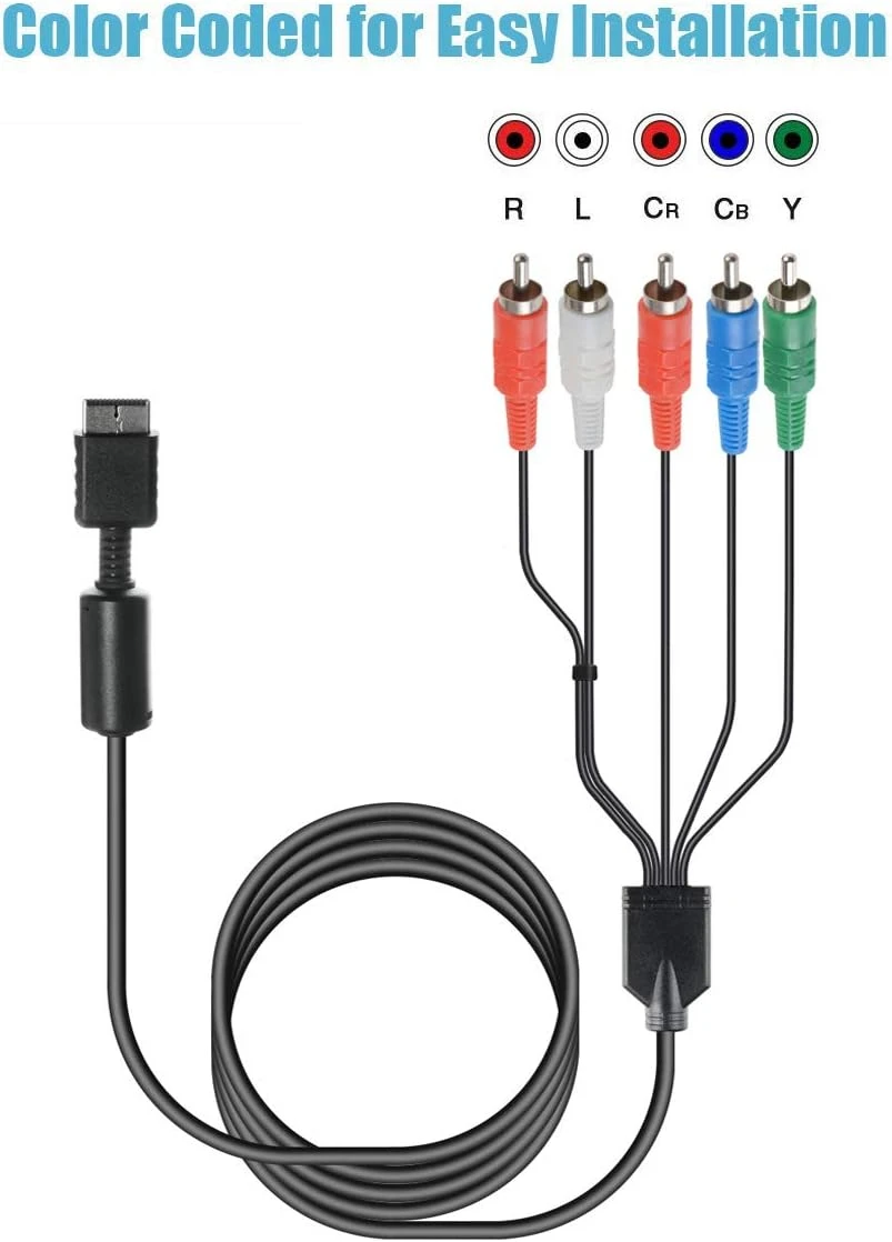 TENINYU Compatible With PS2/PS3/PS3 Slim HDTV-Ready TV HD Component AV Cable 5-Wire 6FT Black 6 TENINYU Compatible With PS2/PS3/PS3 Slim HDTV-Ready TV HD Component AV Cable 5-Wire 6FT Black - Image 6