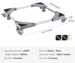 VEVOR Mini Fridge Stand, 27'' Universal Mobile Base With 4 Strong Feet, 4 Locking Swivel Wheels, Adjustable Furniture Mover Mobile Base For Washing Machine, Refrigerator, Washer And Dryer -Appliantrix Cheap Store 613ZN2kkzCL. AC SL1500