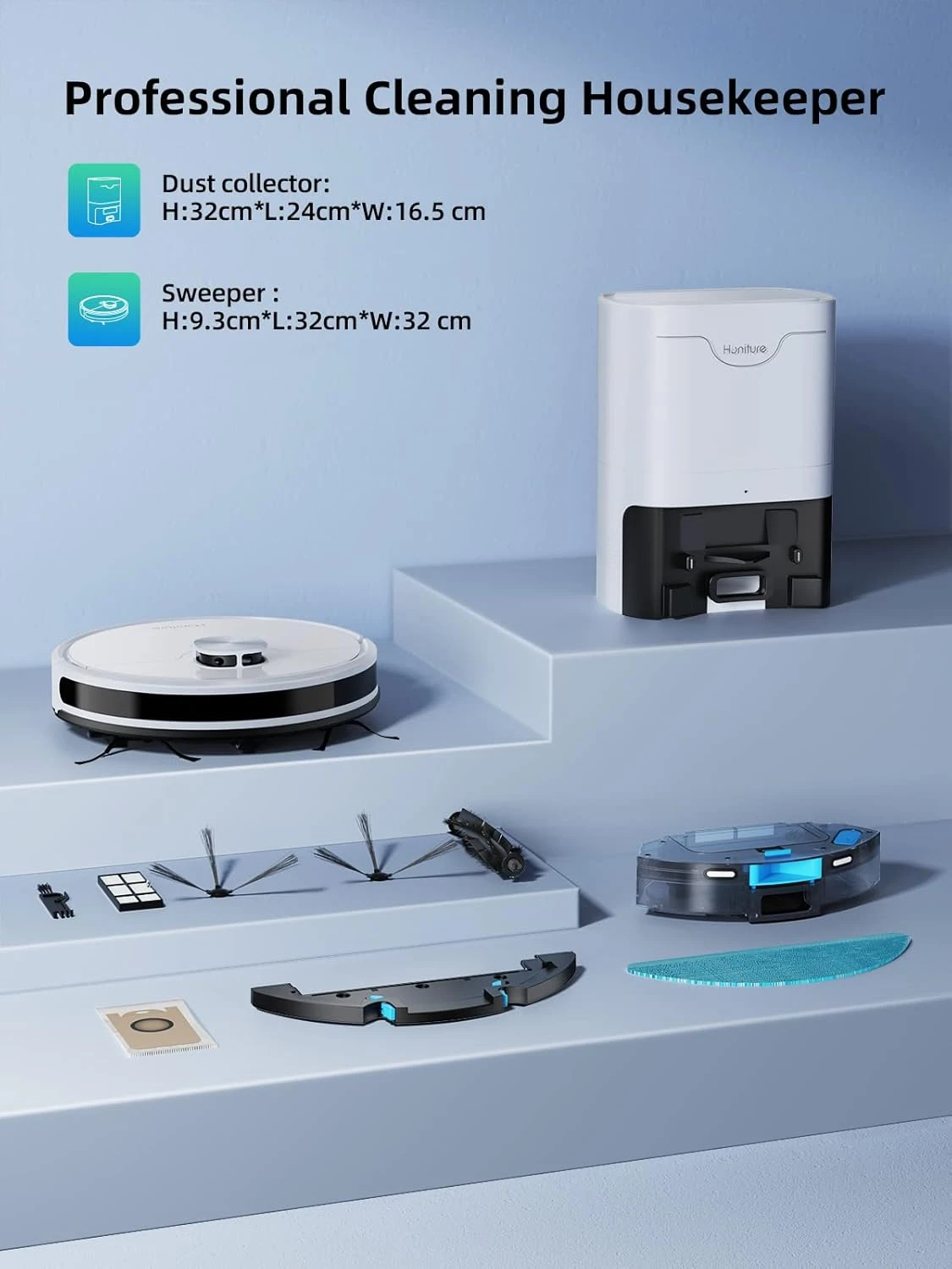 HONITURE Robot Vacuum And Mop Combo, Self Emptying Robotic Vacuum With Lidar Navigation, Smart App Mapping, 3500Pa Suction, Ideal For Pet Hair Carpet Hard Floor,Q6 SE 8 HONITURE Robot Vacuum And Mop Combo, Self Emptying Robotic Vacuum With Lidar Navigation, Smart App Mapping, 3500Pa Suction, Ideal For Pet Hair Carpet Hard Floor,Q6 SE - Image 8