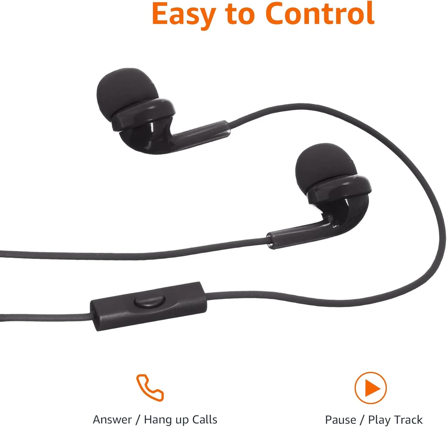 Amazon Basics In Ear Wired Headphones, Earbuds With Microphone No Wireless Technology, Black, 0.96 X 0.56 X 0.64in 2 Amazon Basics In Ear Wired Headphones, Earbuds With Microphone No Wireless Technology, Black, 0.96 X 0.56 X 0.64in - Image 2