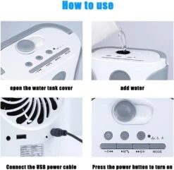 Portable Air Conditioner With Bluetooth Speaker Function,USB Air Coolwr With Handle,Humidifying Air Cooler USB For Bedroom Home Office Outdoor Usage -Appliantrix Cheap Store 6162y6H1ziL. AC SL1500