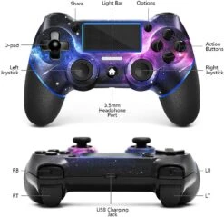 AceGamer SAMINRA Replacement For PS4 Controller With 2 Thumb Grips, Design Starry Sky Custom V2 Wireless Game Controllers, Compatible With PS4, Slim, Pro And Windows PC -Appliantrix Cheap Store 6173l98 15L. AC SL1000