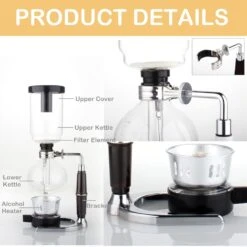 New Upgraded Glass]Borasilicate Glass Syphon Coffee Maker, 5-Cup 600ml Vaccum Gravity Clear Coffee Tabletop Siphon Pot With Reusable Cloth Filter Coffee Brewer Hot Tea Maker Machine (Upgraded) -Appliantrix Cheap Store 617Rz7rTl7L. AC SL1500