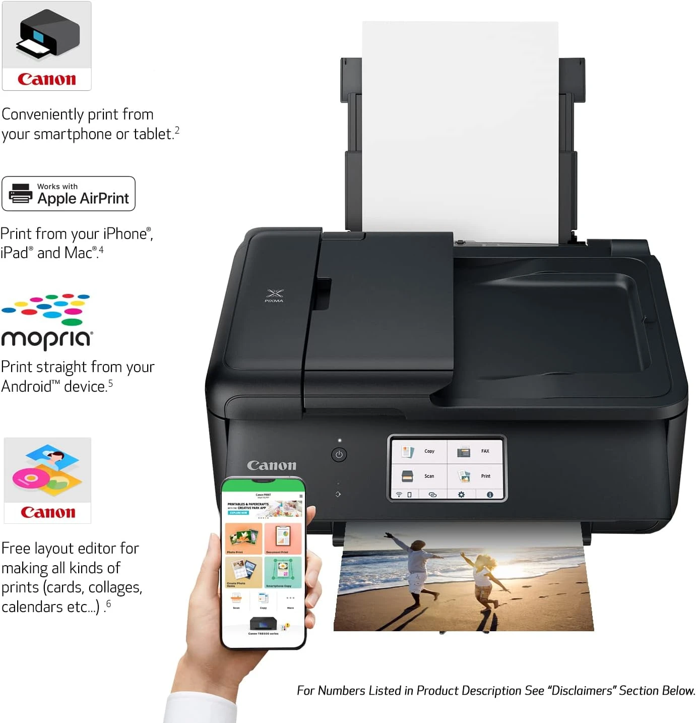 Canon® Canon PIXMA TR8620a - All-in-One Printer Home Office|Copier|Scanner|Fax|Auto Document Feeder | Photo, Document | Airprint (R), Android, Black, Works With Alexa 6 Canon® Canon PIXMA TR8620a - All-in-One Printer Home Office|Copier|Scanner|Fax|Auto Document Feeder | Photo, Document | Airprint (R), Android, Black, Works With Alexa - Image 6