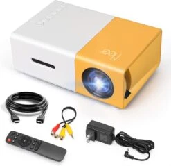 Meer Mini Projector,Portable Movie Projector,Smart Home Projector,Neat Projector For IOS,Android,Windows,PS5,Laptop,TV-Stick,Compatible With HDMI,USB,Audio,TF Card,AV And Remote Control