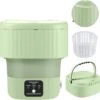 Portable Washing Machine,Mini Washing Machine,9L Large Capacity, With Drainage Basket,for Baby Clothes,Underwear Or Small Items,Convenient And Clean,Folding Deign, For Apartment Or Travel,Green