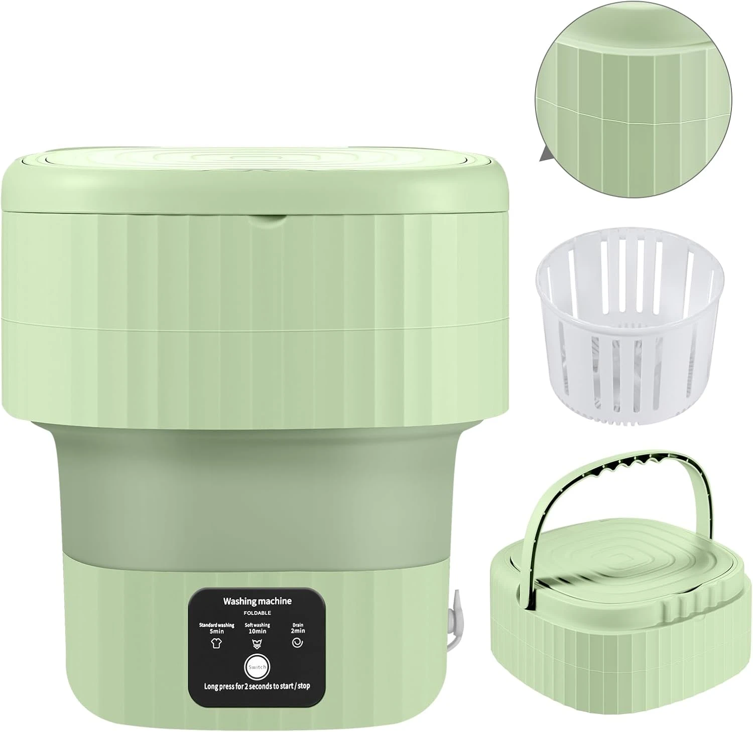 Portable Washing Machine,Mini Washing Machine,9L Large Capacity, With Drainage Basket,for Baby Clothes,Underwear Or Small Items,Convenient And Clean,Folding Deign, For Apartment Or Travel,Green 1 Portable Washing Machine,Mini Washing Machine,9L Large Capacity, With Drainage Basket,for Baby Clothes,Underwear Or Small Items,Convenient And Clean,Folding Deign, For Apartment Or Travel,Green