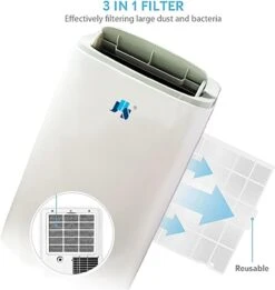 JHS 3-in-1 14,000 BTU Portable Air Conditioner With Dehumidifer, Fan, And Remote Control For Rooms Up To 550 Sq.Ft With LED Display, 24H Timer, And Wheels In White -Appliantrix Cheap Store 619s FCZMCL. AC SL1500