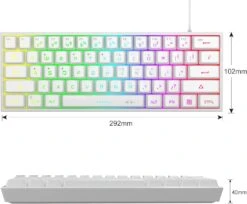 MageGee Mini 60% Gaming Keyboard, Upgrade RGB Backlit 61 Key Ultra-Compact Keyboard, TS91 Ergonomic Waterproof Mechanical Feeling Office Computer Keyboard For PC, MAC, PS4, Xbox ONE Gamer(White) -Appliantrix Cheap Store 61BCQmNptOL. AC SL1500