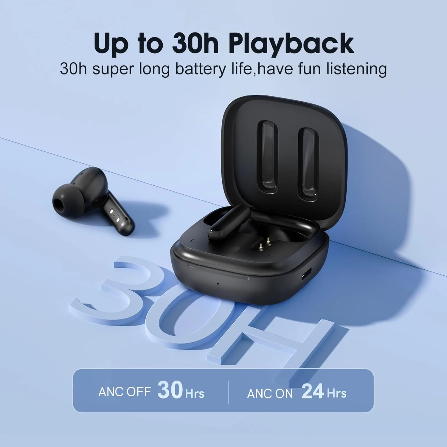 QCY T13 ANC Active Noise Cancelling Wireless Earbuds, Bluetooth 5.3 Headphones With 30H Playtime Charging Case, IPX5 Waterproof Ear Buds For IPhone And Android, Black 6 QCY T13 ANC Active Noise Cancelling Wireless Earbuds, Bluetooth 5.3 Headphones With 30H Playtime Charging Case, IPX5 Waterproof Ear Buds For IPhone And Android, Black - Image 6