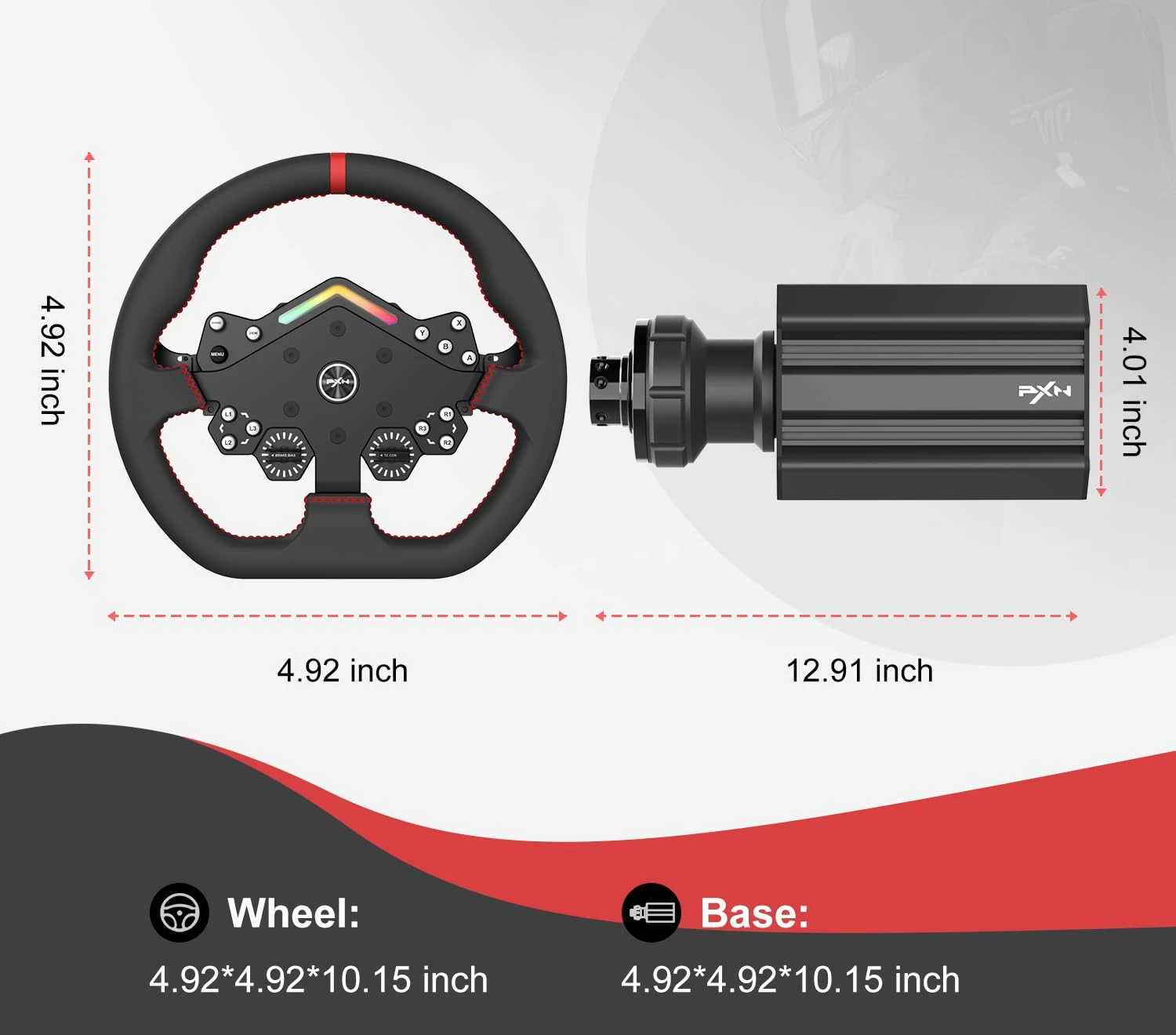 PXN V12 Lite Gaming Steering Wheel - 6Nm Torque Direct Drive Servo Racing Wheel With Pedals, Desktop Mounting Clip, Paddle Shifters, Leather Steering Wheel Cover For PC, PS4, Xbox One, Xbox Series X|S 8 PXN V12 Lite Gaming Steering Wheel - 6Nm Torque Direct Drive Servo Racing Wheel With Pedals, Desktop Mounting Clip, Paddle Shifters, Leather Steering Wheel Cover For PC, PS4, Xbox One, Xbox Series X|S - Image 8