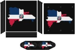 Dominican Republic Map Flag Sticker Skin For PS-4 Slim Console And Controller Full Wrap Skin Protector Cover Compatible With PS-4 Pro