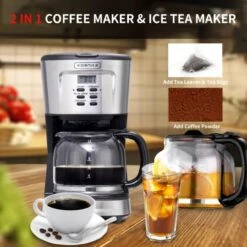 12 Cup Coffee Maker,Programmable Coffee Machine & Ice Tea Maker With Glass Carafe,Drip Coffee Maker Coffee Pot, 900W Quick Brew,Auto Keep Warm,Anti-Drip,Brew Strength Control, Stainless Steel Small Coffe Maker For Home And Office -Appliantrix Cheap Store 61DSAsOddWL. AC SL1280