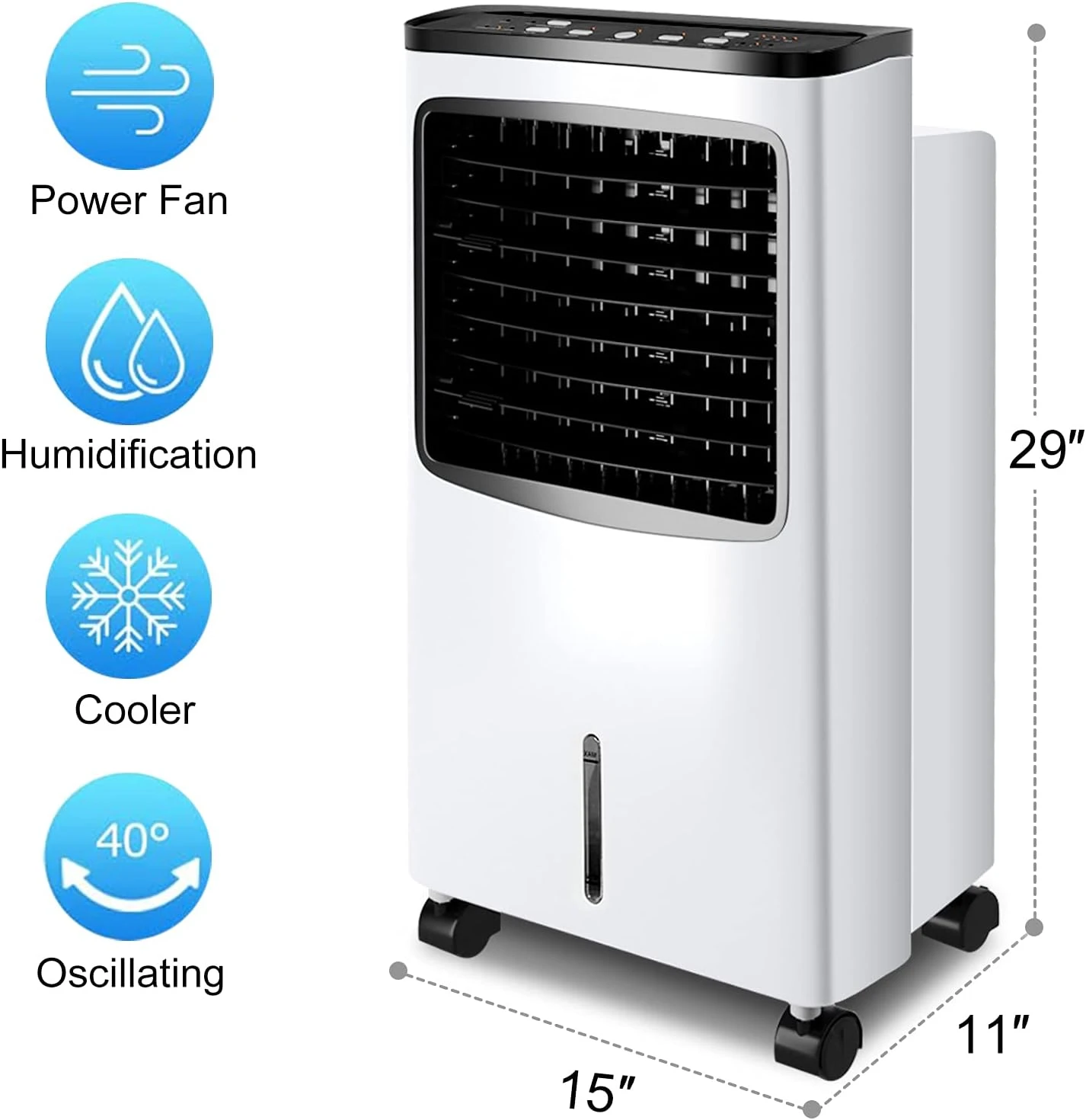 Toolsempire Portable Evaporative Air Cooler, 3-IN-1 Oscillating Cooling Fan With Humidifier, Remote Control, 2 Ice Packs & 2.1 Gallons Water Tank, Air Cooler For Room, Office & Home(29" H) 2 Toolsempire Portable Evaporative Air Cooler, 3-IN-1 Oscillating Cooling Fan With Humidifier, Remote Control, 2 Ice Packs & 2.1 Gallons Water Tank, Air Cooler For Room, Office & Home(29" H) - Image 2