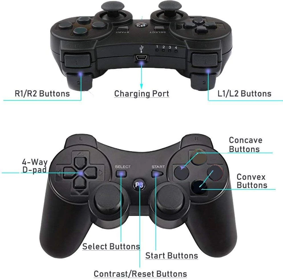 Wireless Controllers For PS3 Playstation 3 Dual Shock (Pack Of 2,ClearBlue And ClearGreen) 7 Wireless Controllers For PS3 Playstation 3 Dual Shock (Pack Of 2,ClearBlue And ClearGreen) - Image 7