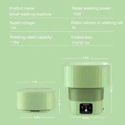 Portable Washing Machine, 9l Large Capacity, Foldable Washing Machine Suitable For Washing Small Clothes, Baby Clothes, Underwear, Socks, Pet Supplies, Apartments, Camping, Rv Travel Laundry- Green -Appliantrix Cheap Store 61GTaFjSYDL. AC SL1500