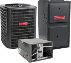 Goodman 2 Ton 15 SEER Air Conditioner GSX160241, Coil CHPF3642C6, 60,000 BTU 96% AFUE Horizontal Gas Furnace GMEC960603BN