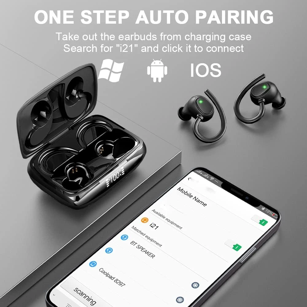 Wireless Earbud NEW Bluetooth 5.3 Headphones Sport Earphones 48H Playtime Ear Buds With ENC Mic LED Display, Stereo Noise Cancelling Earbud Over-Ear Buds Earhook IP7 Waterproof Headset For Running Gym 5 Wireless Earbud NEW Bluetooth 5.3 Headphones Sport Earphones 48H Playtime Ear Buds With ENC Mic LED Display, Stereo Noise Cancelling Earbud Over-Ear Buds Earhook IP7 Waterproof Headset For Running Gym - Image 5