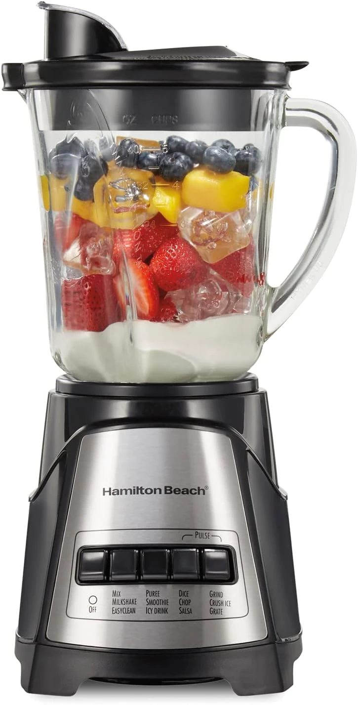Hamilton Beach Power Elite Wave Action Blender-for Shakes & Smoothies, Puree, Crush Ice, 40 Oz Glass Jar, 12 Functions, Stainless Steel Ice Sabre-Blades, Black (58148A) 1 Hamilton Beach Power Elite Wave Action Blender-for Shakes & Smoothies, Puree, Crush Ice, 40 Oz Glass Jar, 12 Functions, Stainless Steel Ice Sabre-Blades, Black (58148A)